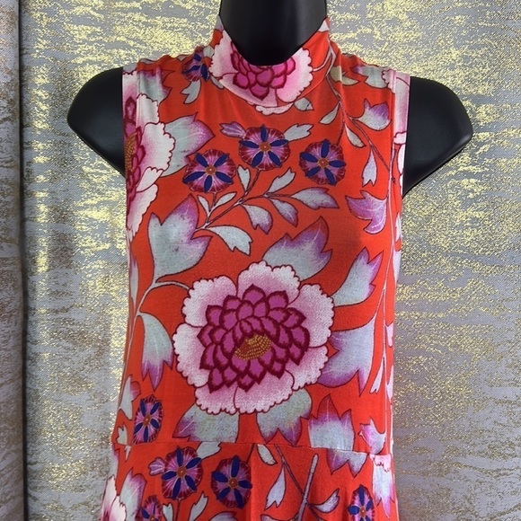Anthropologie Maeve Cleary Bright Pink Floral Sleeveless Dress Size X-SMALL - Picture 7 of 17